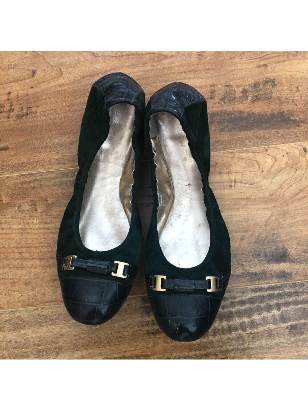 Tahari Veronica Leather Ballet Flats 𝅺
